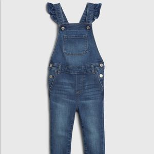 Ruffle strap skinny overalls